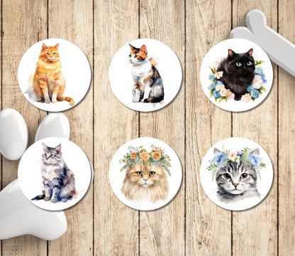 Custom Cat return address label stickers, round cat planner stickers, envelope seals, snail mail, personalized address label, Choose 3 cats - The Pawprint Paperie