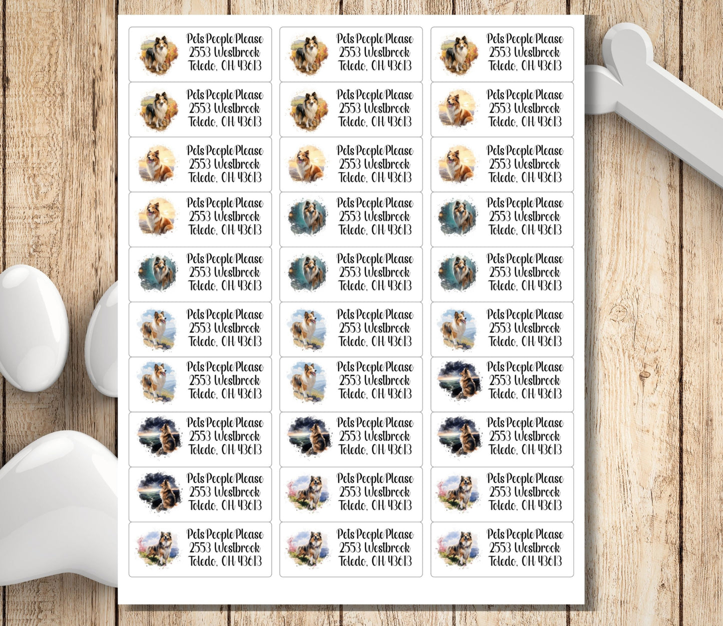 Return Address Label Stickers Sheltie | Peel and Stick Mailing Address Labels | Shetland Sheepdog envelope seal stickers - Dog Lover Gift - The Pawprint Paperie