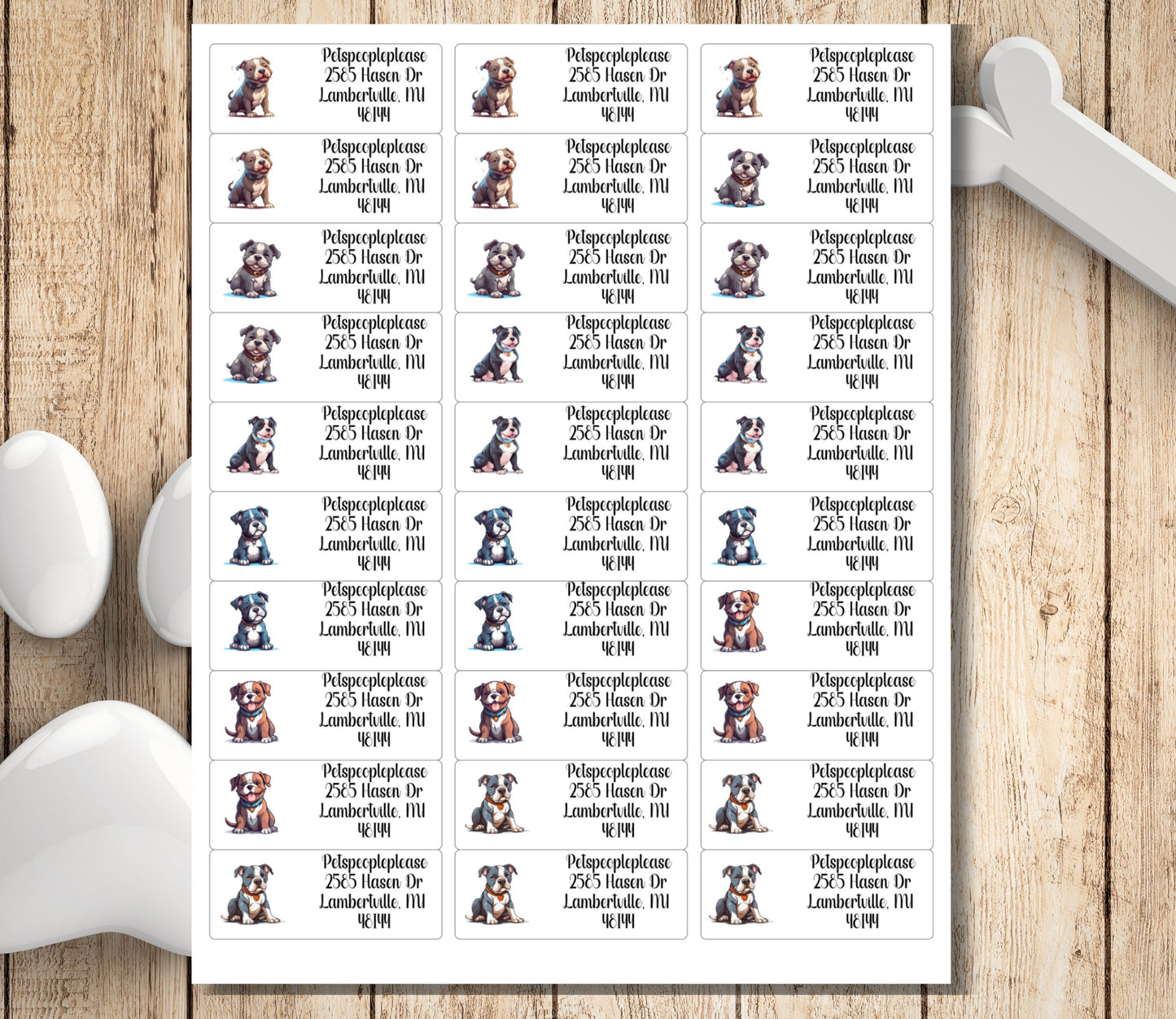 Return Address Label American Bully Dog | Pocket Bully | Peel and Stick Easy to Use | Mailing Letter stickers American Bulldog lover gift - The Pawprint Paperie