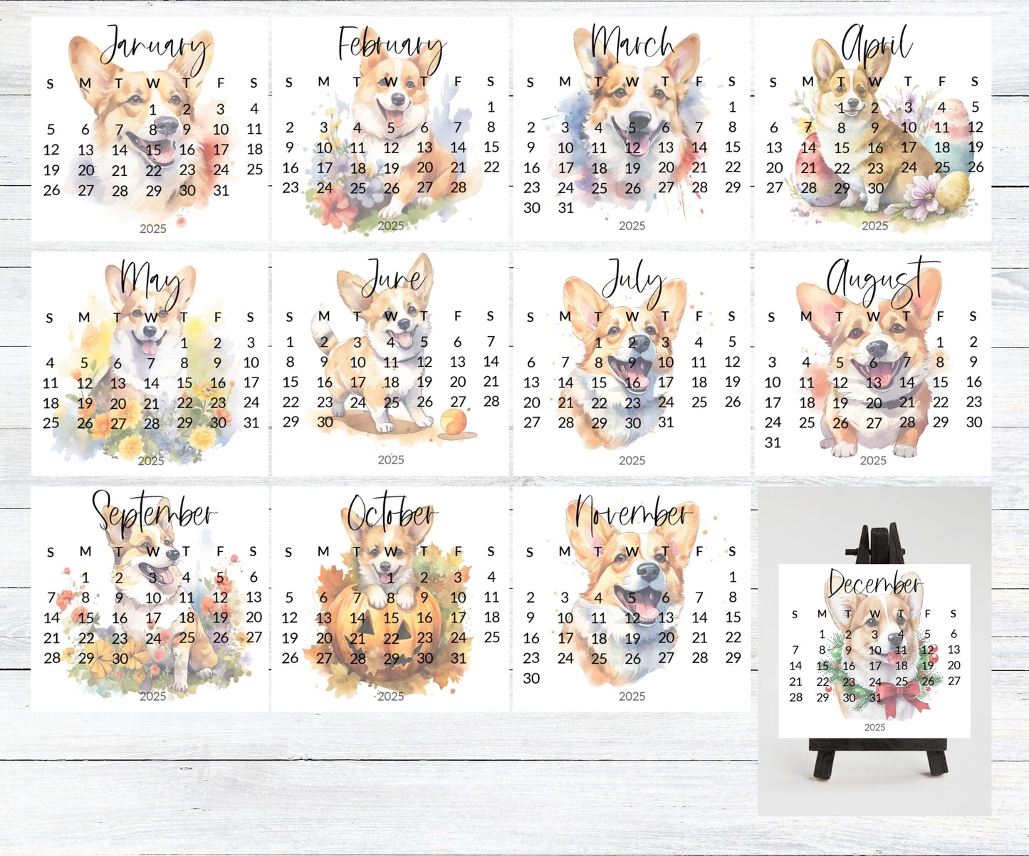 2026 Corgi Small Desk Calendar: Cute Dog Lover Gift - The Pawprint Paperie