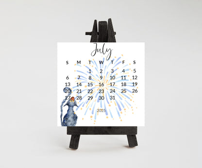 Silly cat small desk 2026 Calendar - Stand up mini calendar desktop or tabletop - small space calendar optional wood display stand/easel - The Pawprint Paperie