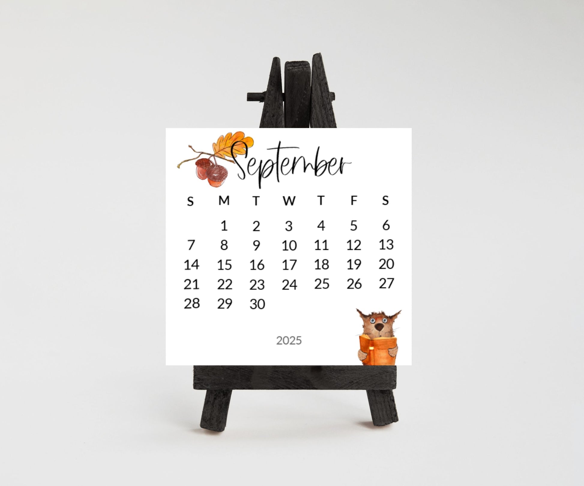 Silly cat small desk 2026 Calendar - Stand up mini calendar desktop or tabletop - small space calendar optional wood display stand/easel - The Pawprint Paperie