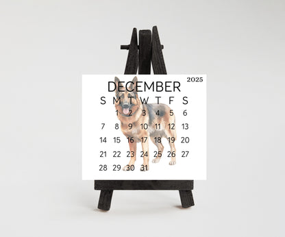 2026 Small Desk German Shephard Calendar, Optional wood display stand, police dog calendar, small office decor, gift for the Shepherd lover - The Pawprint Paperie