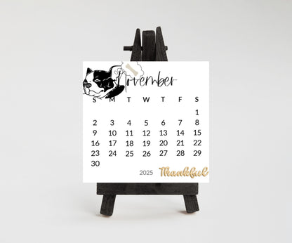 2026 Boston Terrier small desk space stand up calendar - Mini desktop calendar pictures - gift for Boston Terrier -gift for friend -mom - The Pawprint Paperie