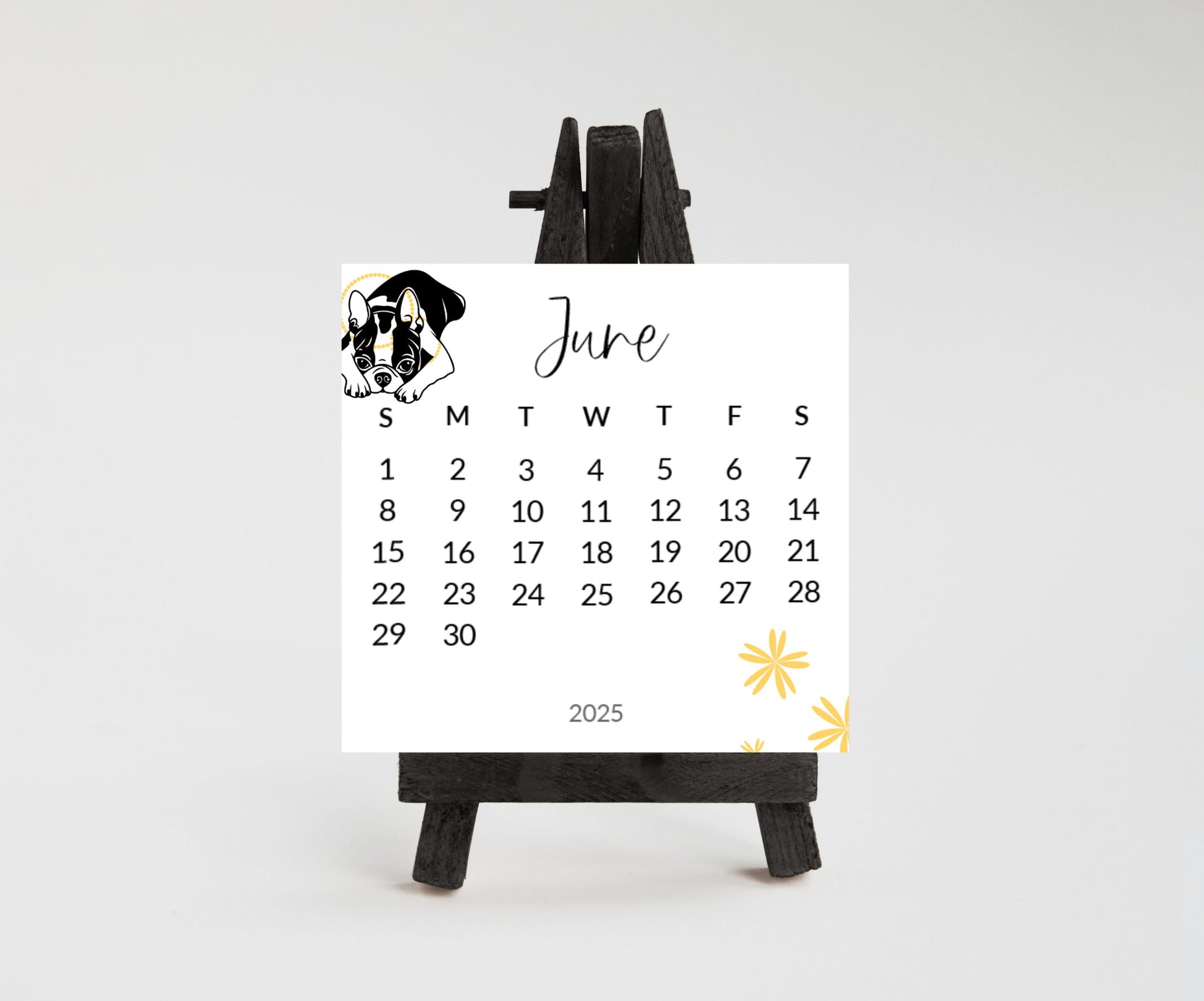2026 Boston Terrier small desk space stand up calendar - Mini desktop calendar pictures - gift for Boston Terrier -gift for friend -mom - The Pawprint Paperie