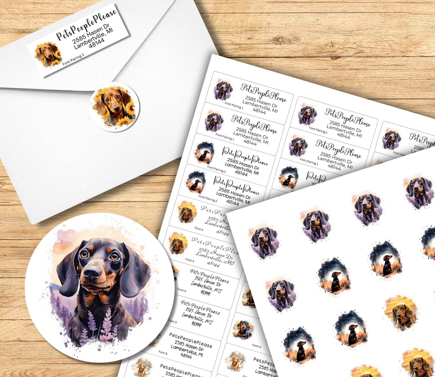 Personalized Dachshund Return Address Labels, FREE Weenie dog stickers, Cute Doxie envelope seals, Wiener dog mom gift, Cute Fun Dog mailing - The Pawprint Paperie