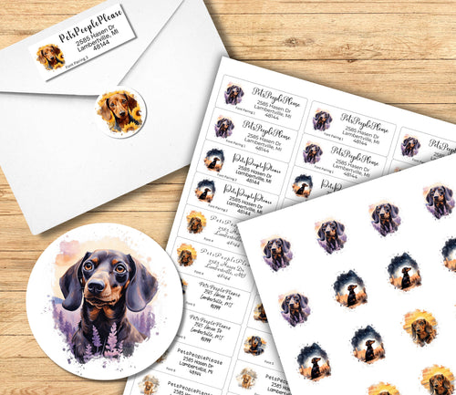 Personalized Dachshund Return Address Labels, FREE Weenie dog stickers, Cute Doxie envelope seals, Wiener dog mom gift, Cute Fun Dog mailing - The Pawprint Paperie