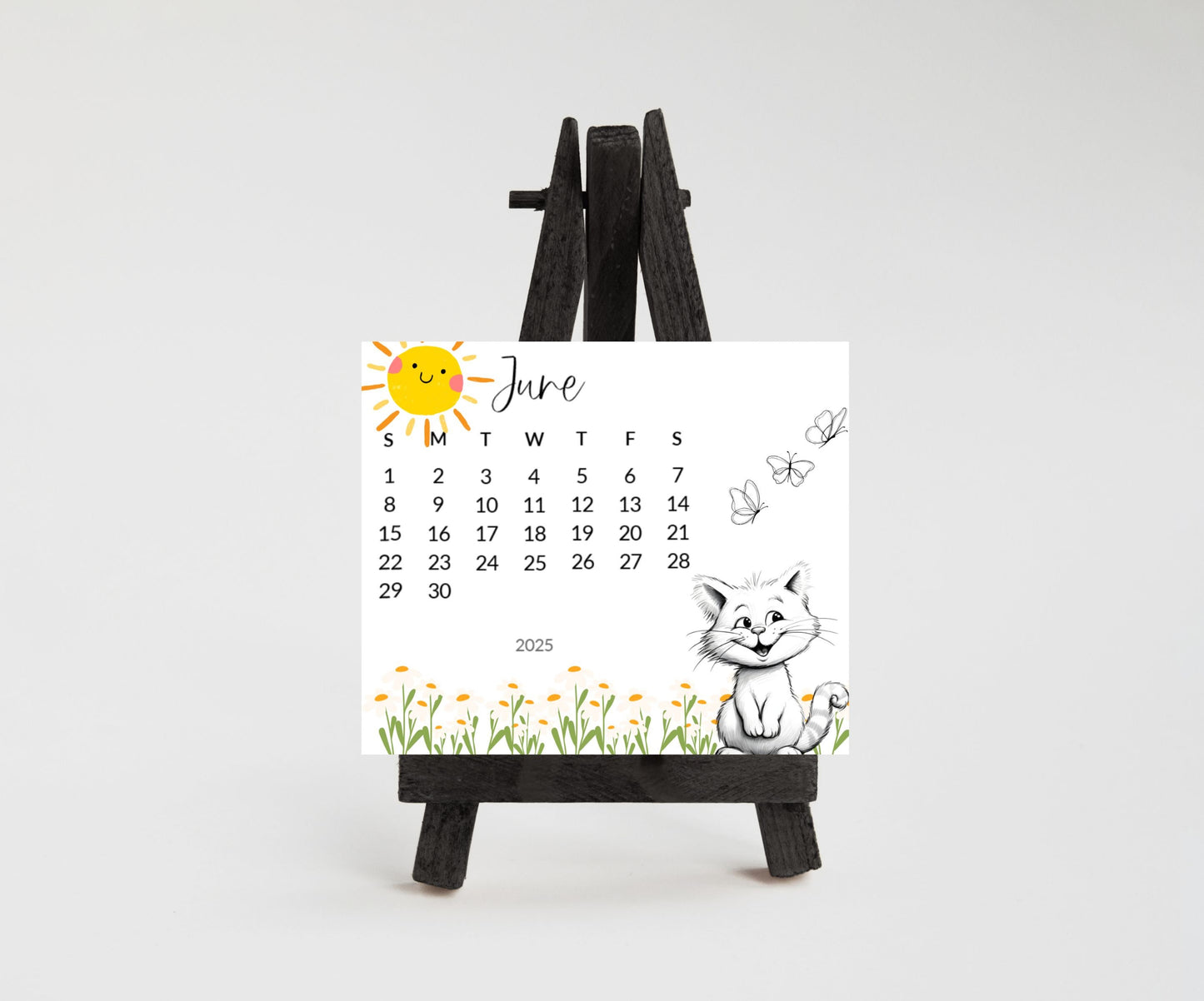 Funny Cat Desk Calendar 2026: Laminated Mini Monthly Calendar - The Pawprint Paperie