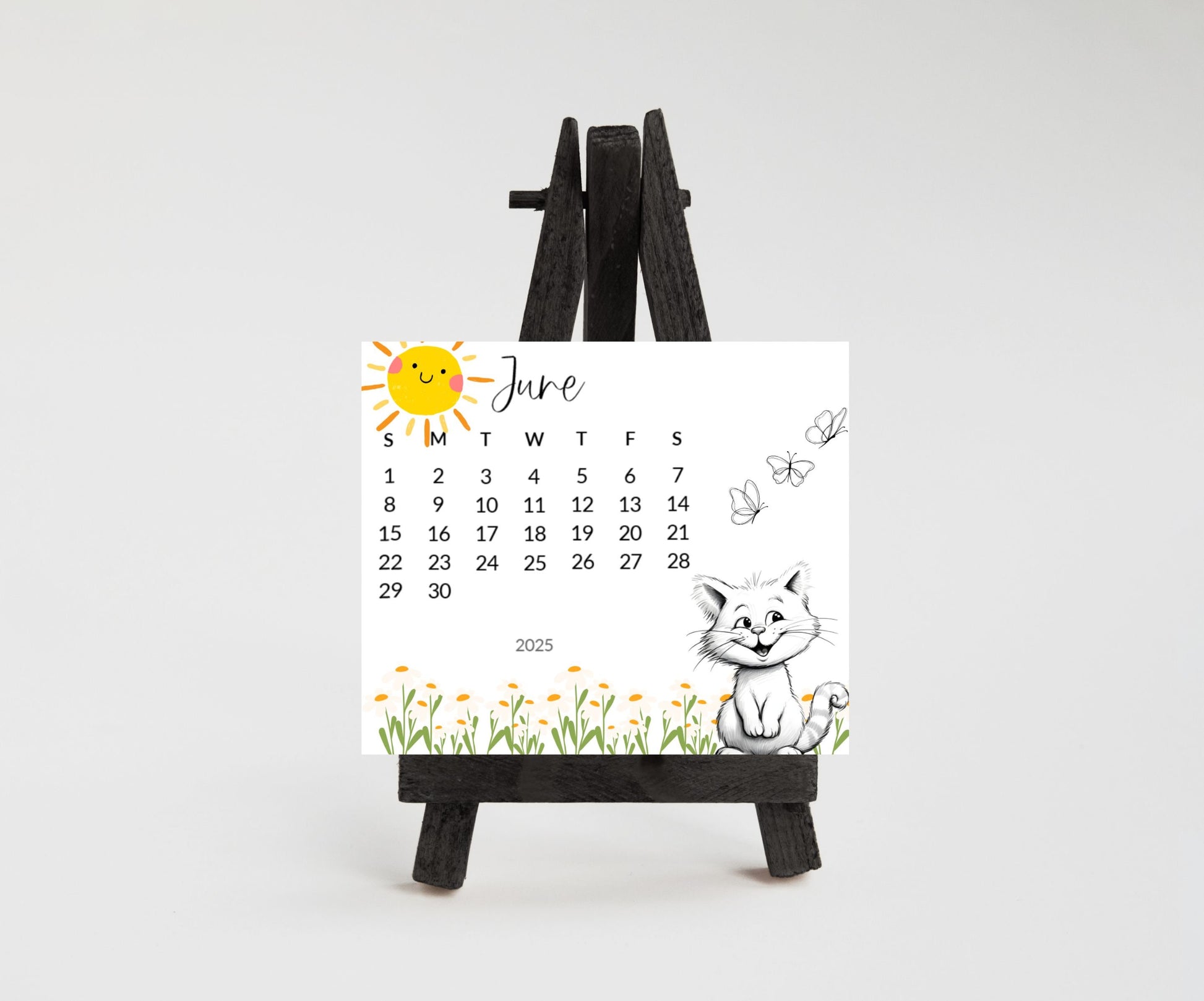 Funny Cat Desk Calendar 2026: Laminated Mini Monthly Calendar - The Pawprint Paperie