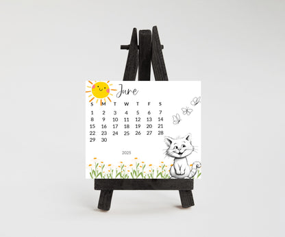 Funny Cat Desk Calendar 2026: Laminated Mini Monthly Calendar - The Pawprint Paperie