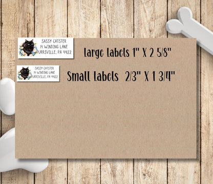 Custom Cat return address label stickers, round cat planner stickers, envelope seals, snail mail, personalized address label, Choose 3 cats - The Pawprint Paperie