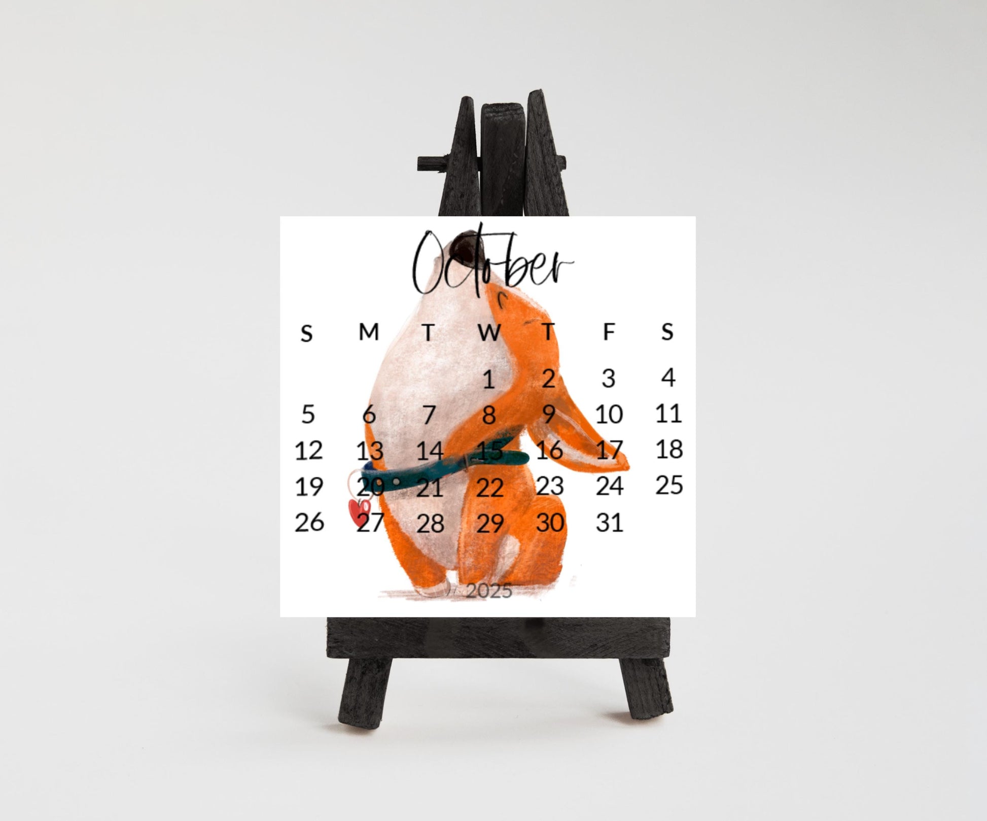 2026 Corgi Desk Calendar, Funny Dog Lover Gift, Mini Desk top Calendar with Wood Stand or Easel, Cute Small Office Calendar - The Pawprint Paperie