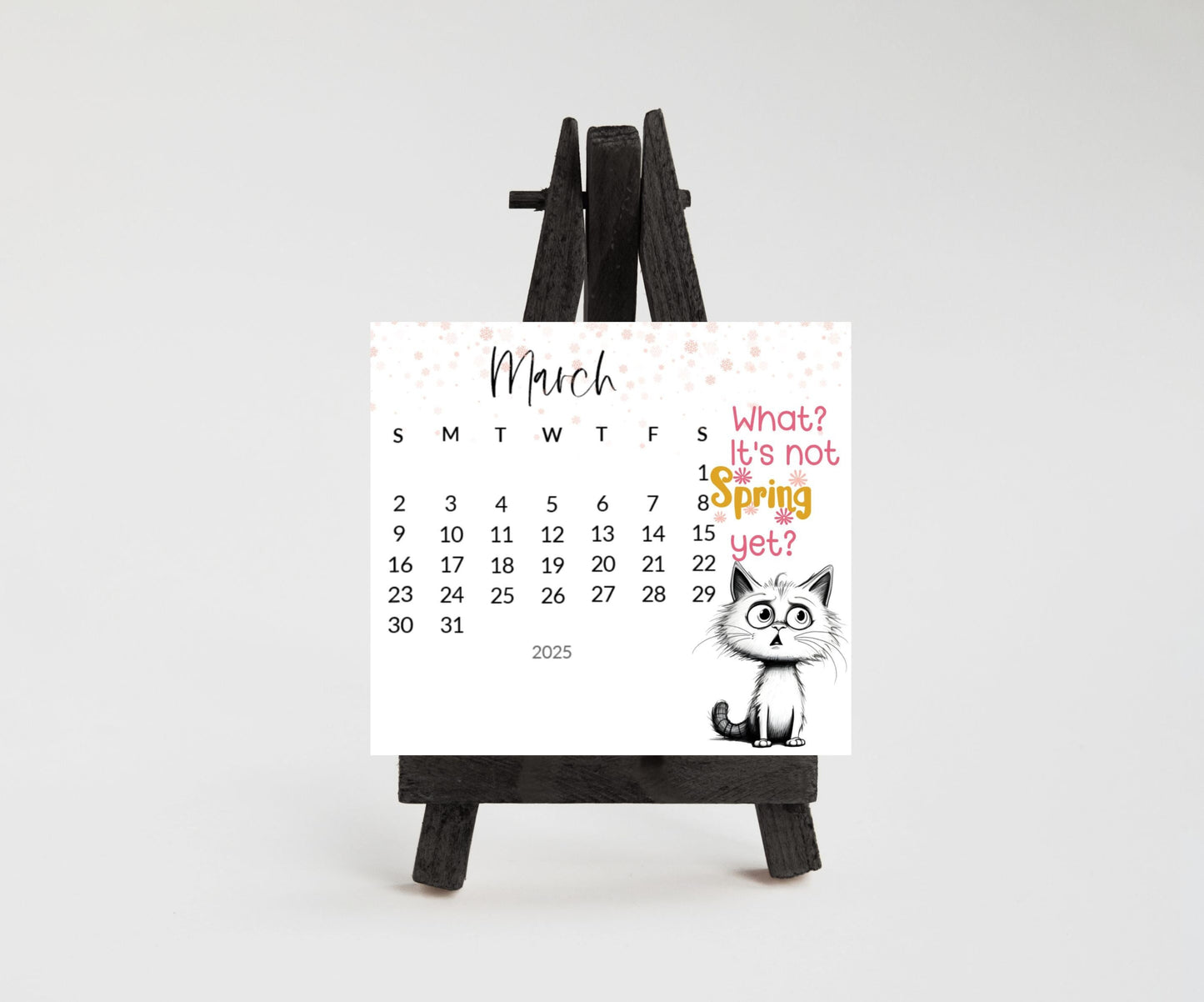 Funny Cat Desk Calendar 2026: Laminated Mini Monthly Calendar - The Pawprint Paperie