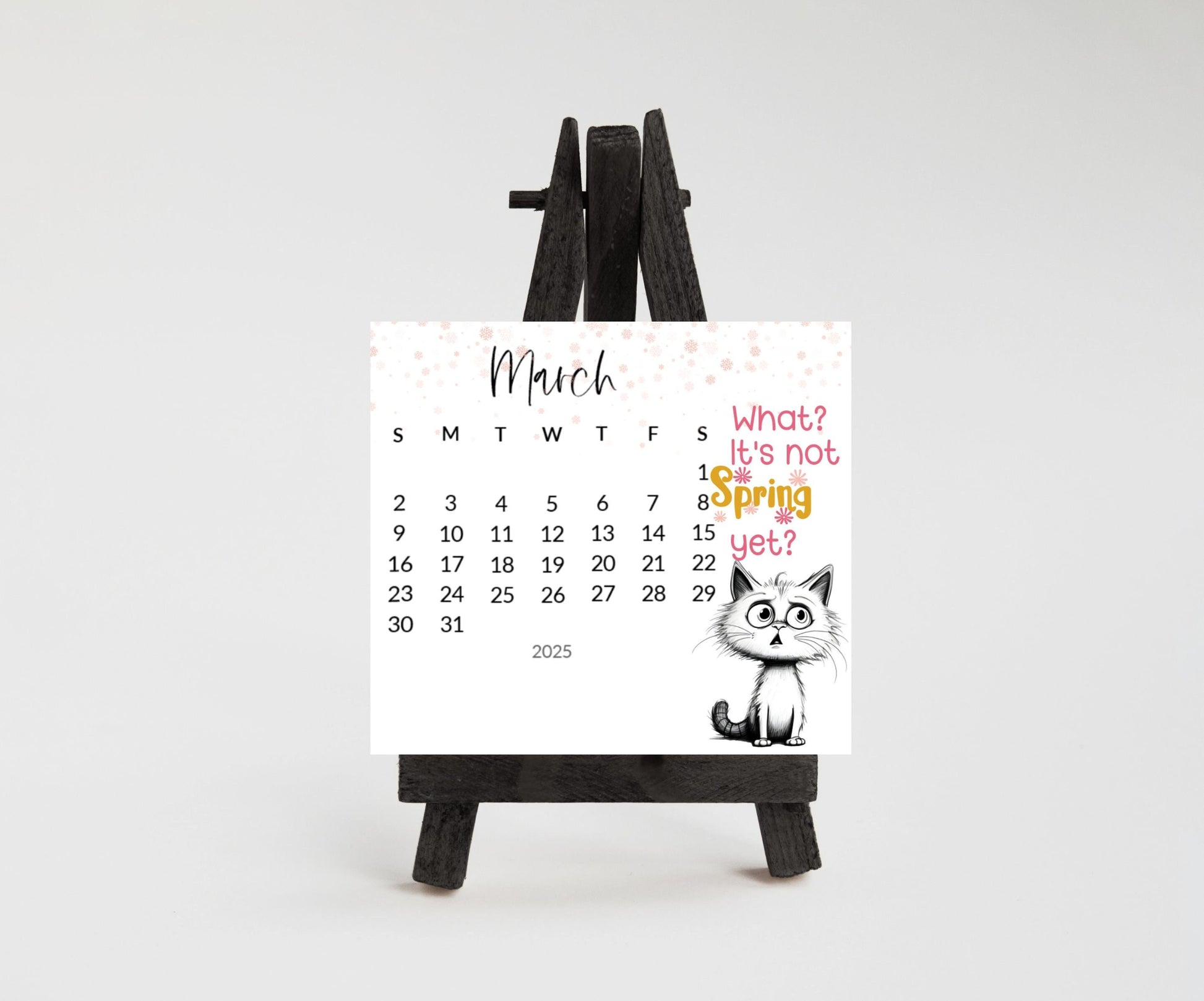 Funny Cat Desk Calendar 2026: Laminated Mini Monthly Calendar - The Pawprint Paperie
