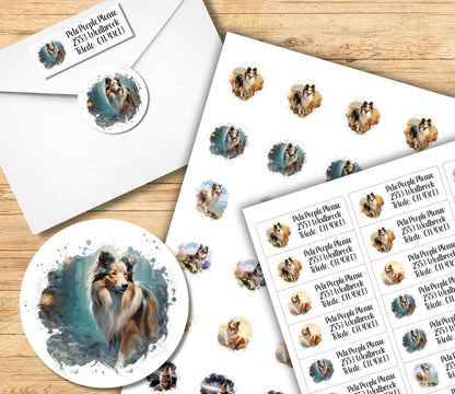 Return Address Label Stickers Sheltie | Peel and Stick Mailing Address Labels | Shetland Sheepdog envelope seal stickers - Dog Lover Gift - The Pawprint Paperie
