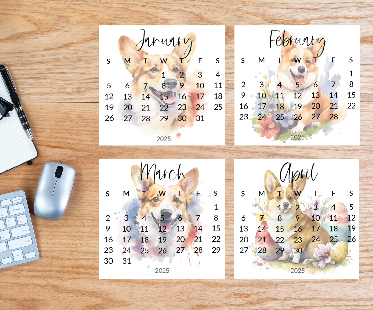 2026 Corgi Small Desk Calendar: Cute Dog Lover Gift - The Pawprint Paperie