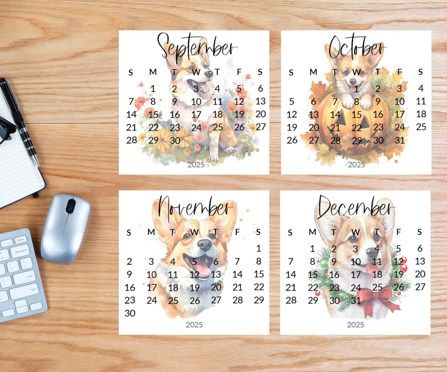 2026 Corgi Small Desk Calendar: Cute Dog Lover Gift - The Pawprint Paperie