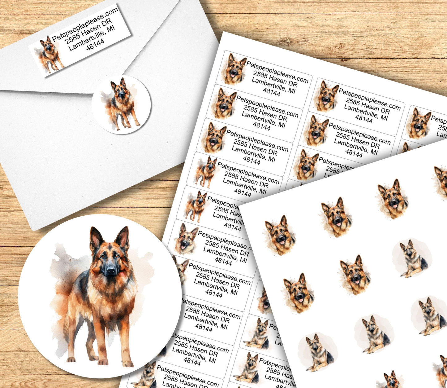 German Shepherd lover return address label, FREE envelope seal stickers, Dog mom custom address tags, Police Dog owner gift - The Pawprint Paperie