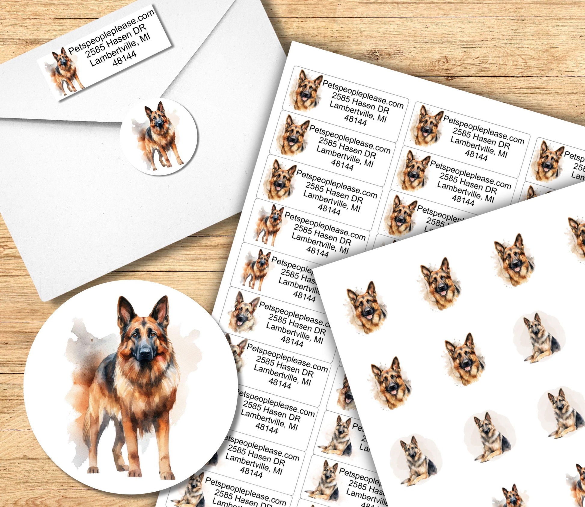 German Shepherd lover return address label, FREE envelope seal stickers, Dog mom custom address tags, Police Dog owner gift - The Pawprint Paperie