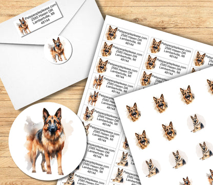 German Shepherd lover return address label, FREE envelope seal stickers, Dog mom custom address tags, Police Dog owner gift - The Pawprint Paperie