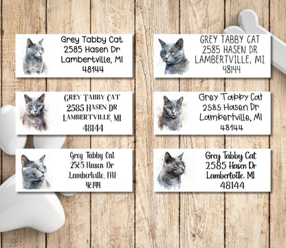 Grey Tabby Cat Return Address Labels – Custom Mailing Stickers with FREE Matching Envelope Seals – Cat Lover Gift, Cat Mom Stationery - The Pawprint Paperie