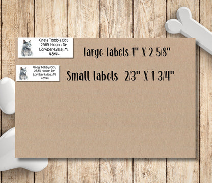Grey Tabby Cat Return Address Labels – Custom Mailing Stickers with FREE Matching Envelope Seals – Cat Lover Gift, Cat Mom Stationery - The Pawprint Paperie