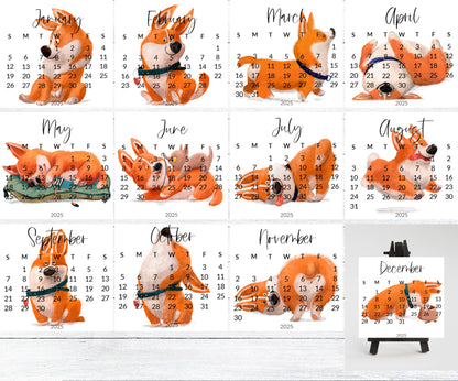 2026 Corgi Desk Calendar, Funny Dog Lover Gift, Mini Desk top Calendar with Wood Stand or Easel, Cute Small Office Calendar - The Pawprint Paperie