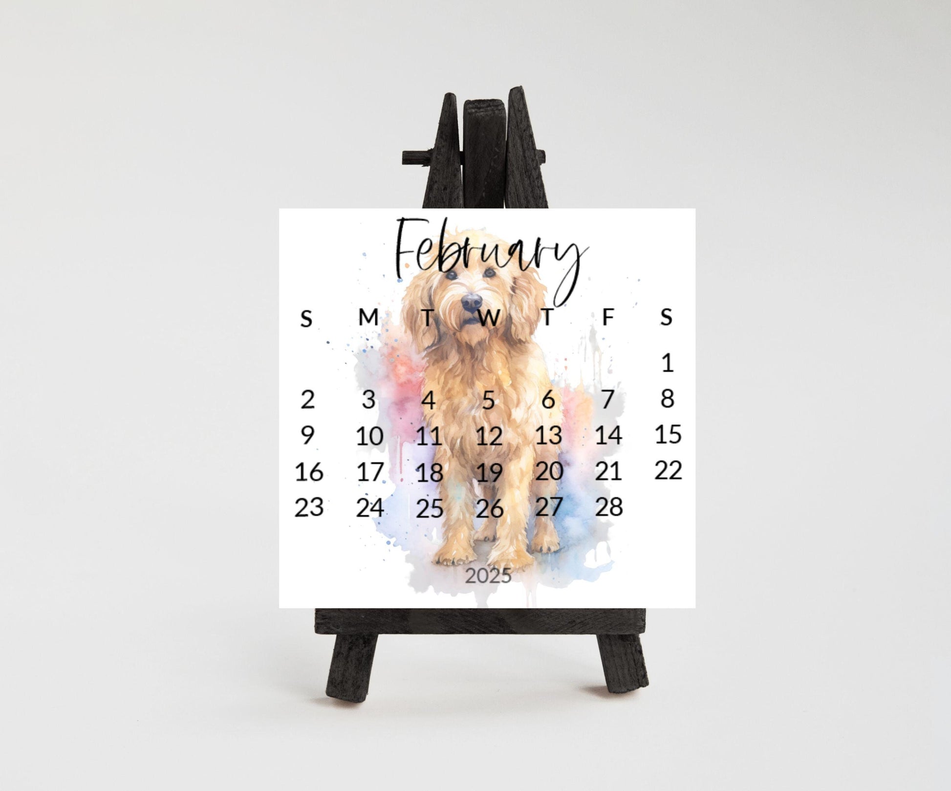 2026 Doodle Dog Mini Desk Calendar: Cockapoo, Labradoodle Optional Easel Stand - The Pawprint Paperie