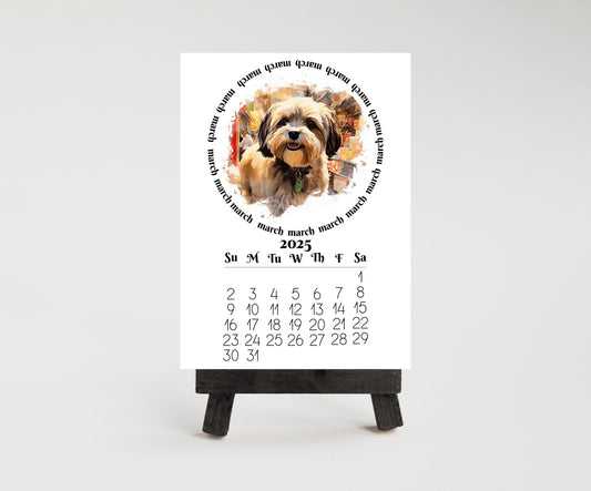2026 Small Desk Calendar with optional Wood Stand-Shih Tzu | Lamination available | Mini Easel | Monthly calendar | Gift for dog mom or dad - The Pawprint Paperie