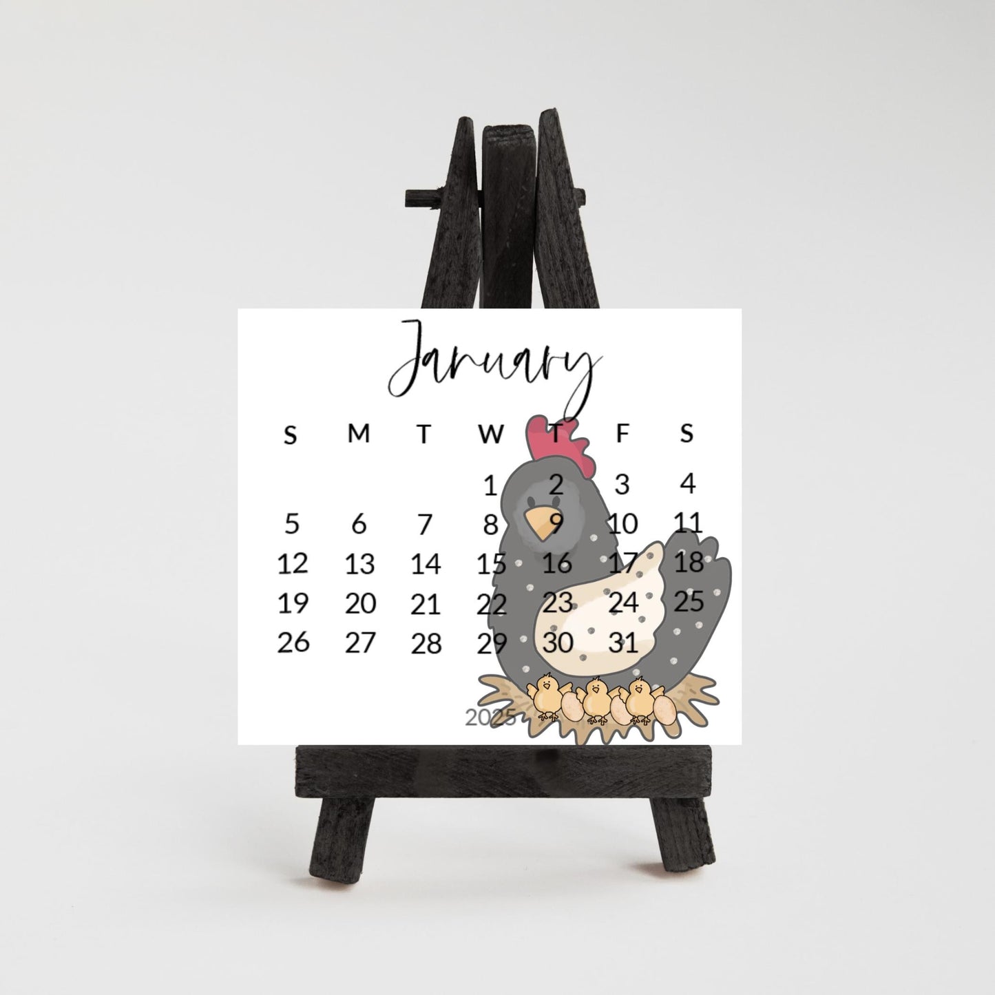 2026 Country Chicken mini calendar- Adorable hens and chicks- Home office decor - small desk calendar - crazy chicken lady gift - Farmcore - The Pawprint Paperie