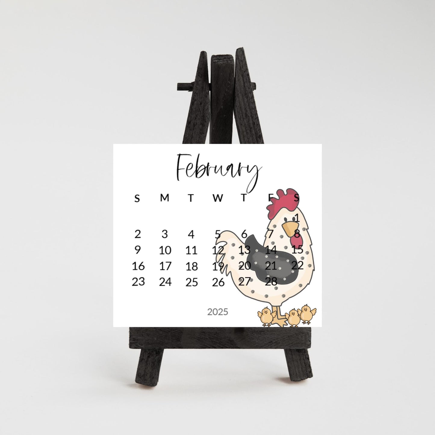 2026 Country Chicken mini calendar- Adorable hens and chicks- Home office decor - small desk calendar - crazy chicken lady gift - Farmcore - The Pawprint Paperie