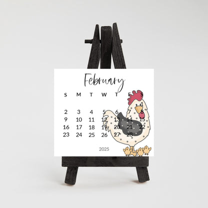 2026 Country Chicken mini calendar- Adorable hens and chicks- Home office decor - small desk calendar - crazy chicken lady gift - Farmcore - The Pawprint Paperie
