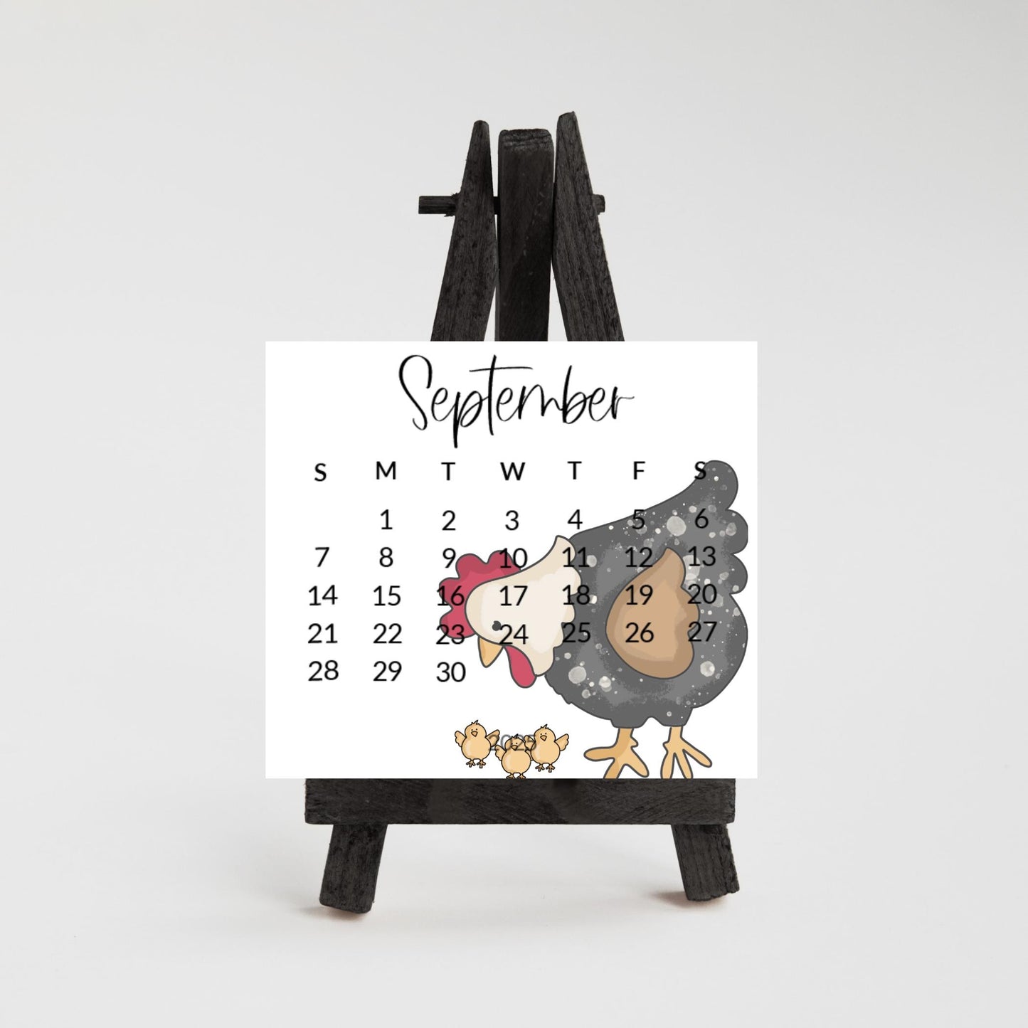 2026 Country Chicken mini calendar- Adorable hens and chicks- Home office decor - small desk calendar - crazy chicken lady gift - Farmcore - The Pawprint Paperie