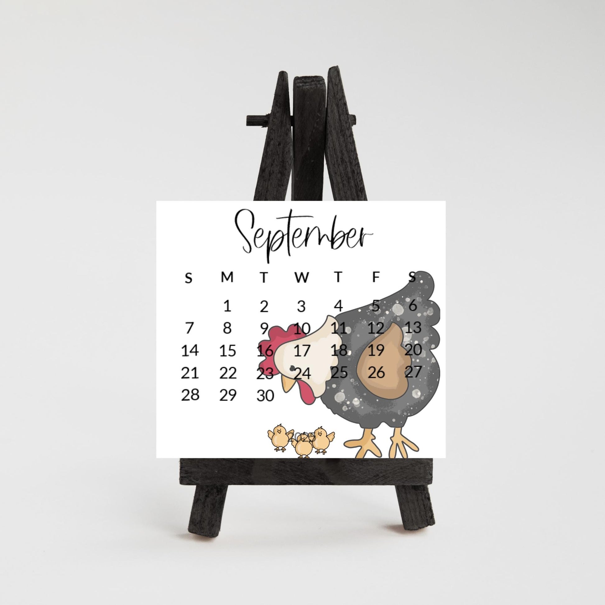 2026 Country Chicken mini calendar- Adorable hens and chicks- Home office decor - small desk calendar - crazy chicken lady gift - Farmcore - The Pawprint Paperie