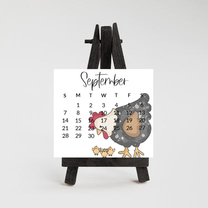2026 Country Chicken mini calendar- Adorable hens and chicks- Home office decor - small desk calendar - crazy chicken lady gift - Farmcore - The Pawprint Paperie