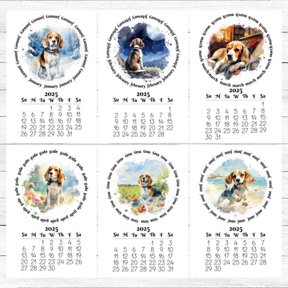 2026 Beagle Mini calendar for small spaces - optional wood display stand - Beagle lovers gift - Dog mom present - Monthly calendar - The Pawprint Paperie