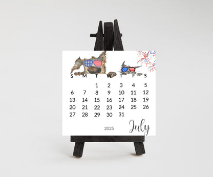 Silly dog small desk 2026 Calendar - Stand up mini calendar desktop or tabletop - small space calendar optional wood display stand/easel - The Pawprint Paperie
