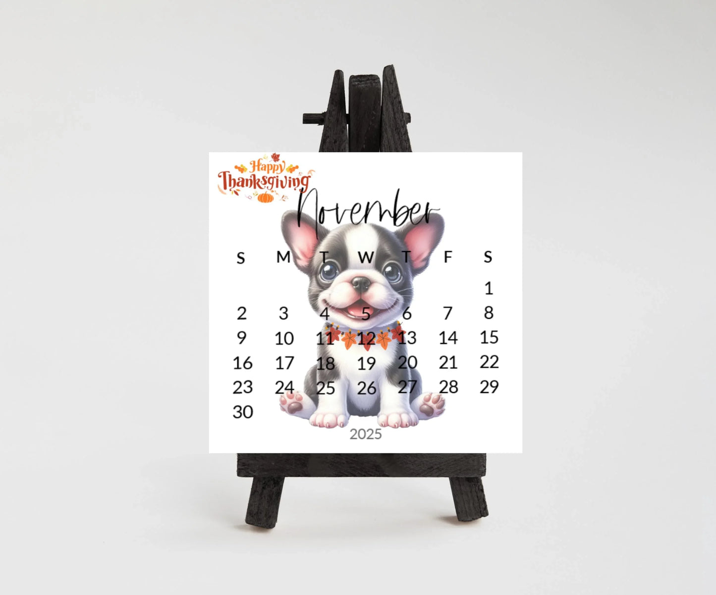 2025 Boston Terrier Mini Desk Calendar: Laminated Dog Mom Gift - The Pawprint Paperie