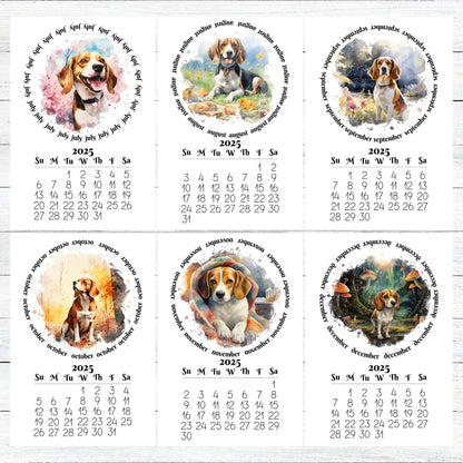 2026 Beagle Mini calendar for small spaces - optional wood display stand - Beagle lovers gift - Dog mom present - Monthly calendar - The Pawprint Paperie