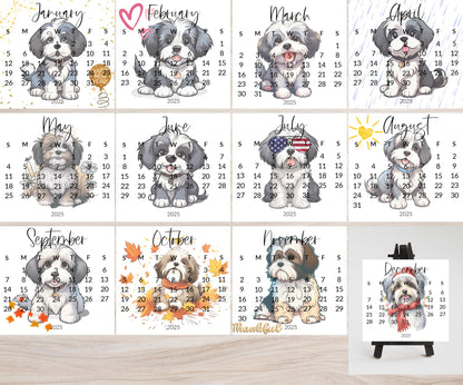 2026 Calendar Havanese small desk space stand up calendar-Desktop or tabletop calendar-gift Havanese lover mom - The Pawprint Paperie