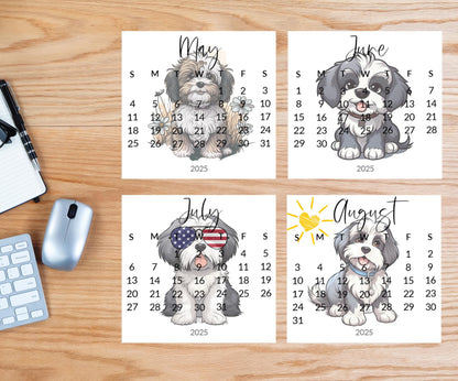 2026 Calendar Havanese small desk space stand up calendar-Desktop or tabletop calendar-gift Havanese lover mom - The Pawprint Paperie