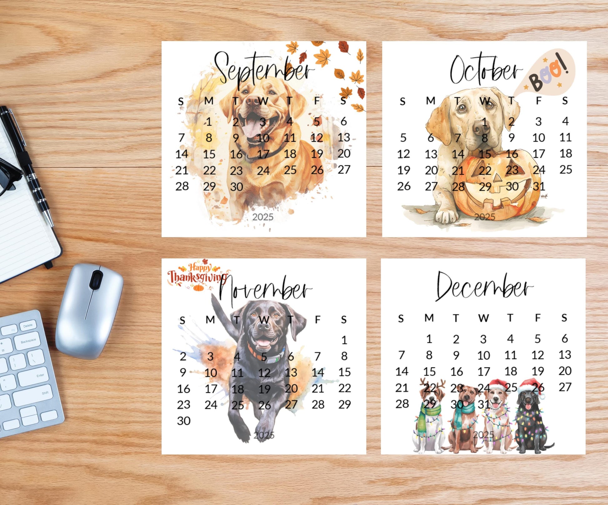 2026 Labrador Retriever small desk mini calendar - Standing desk dog calendar for desktop/tabletop - Birthday gift for the Lab mom or dad - The Pawprint Paperie