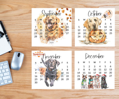 2026 Labrador Retriever small desk mini calendar - Standing desk dog calendar for desktop/tabletop - Birthday gift for the Lab mom or dad - The Pawprint Paperie