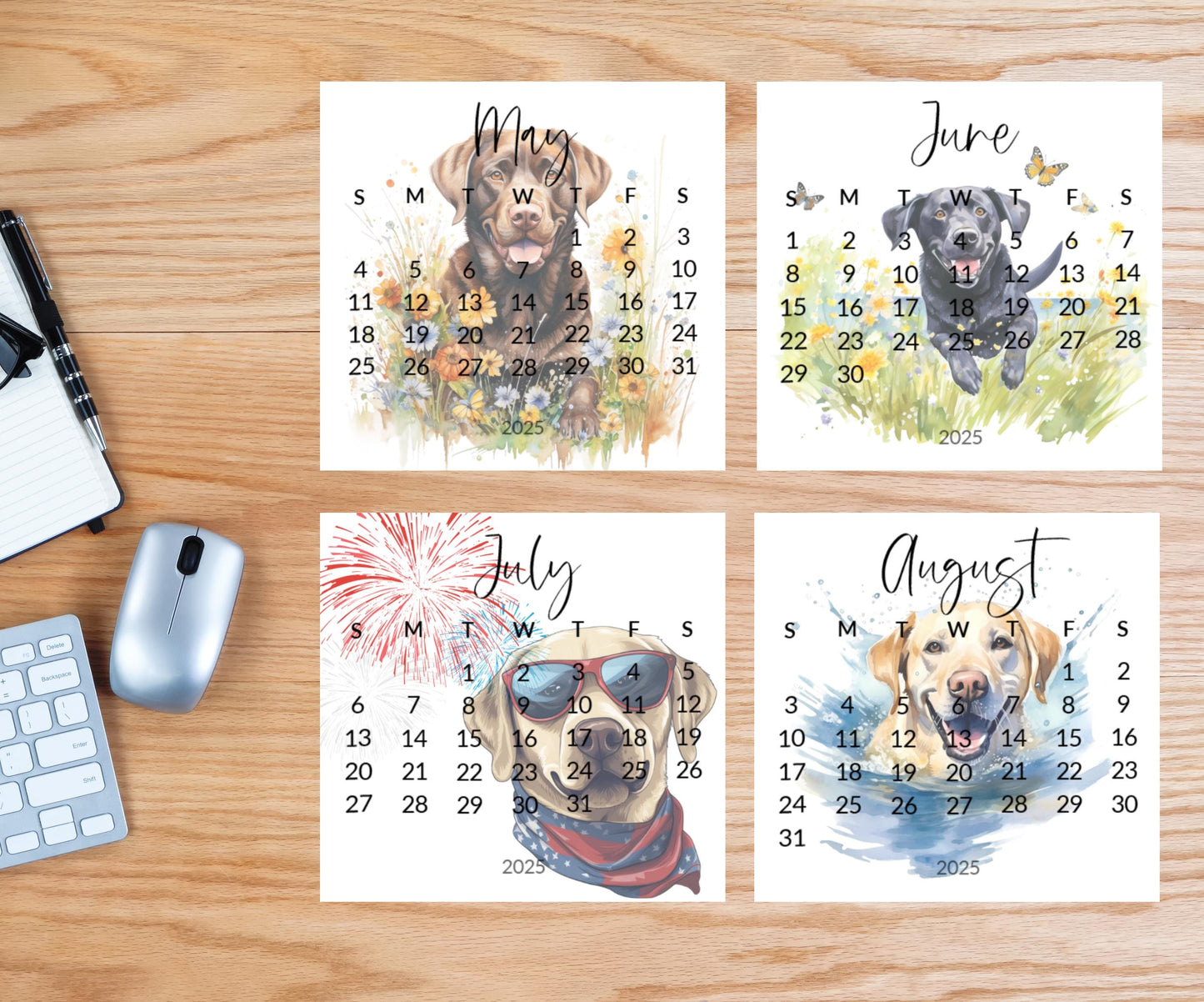 2026 Labrador Retriever small desk mini calendar - Standing desk dog calendar for desktop/tabletop - Birthday gift for the Lab mom or dad - The Pawprint Paperie