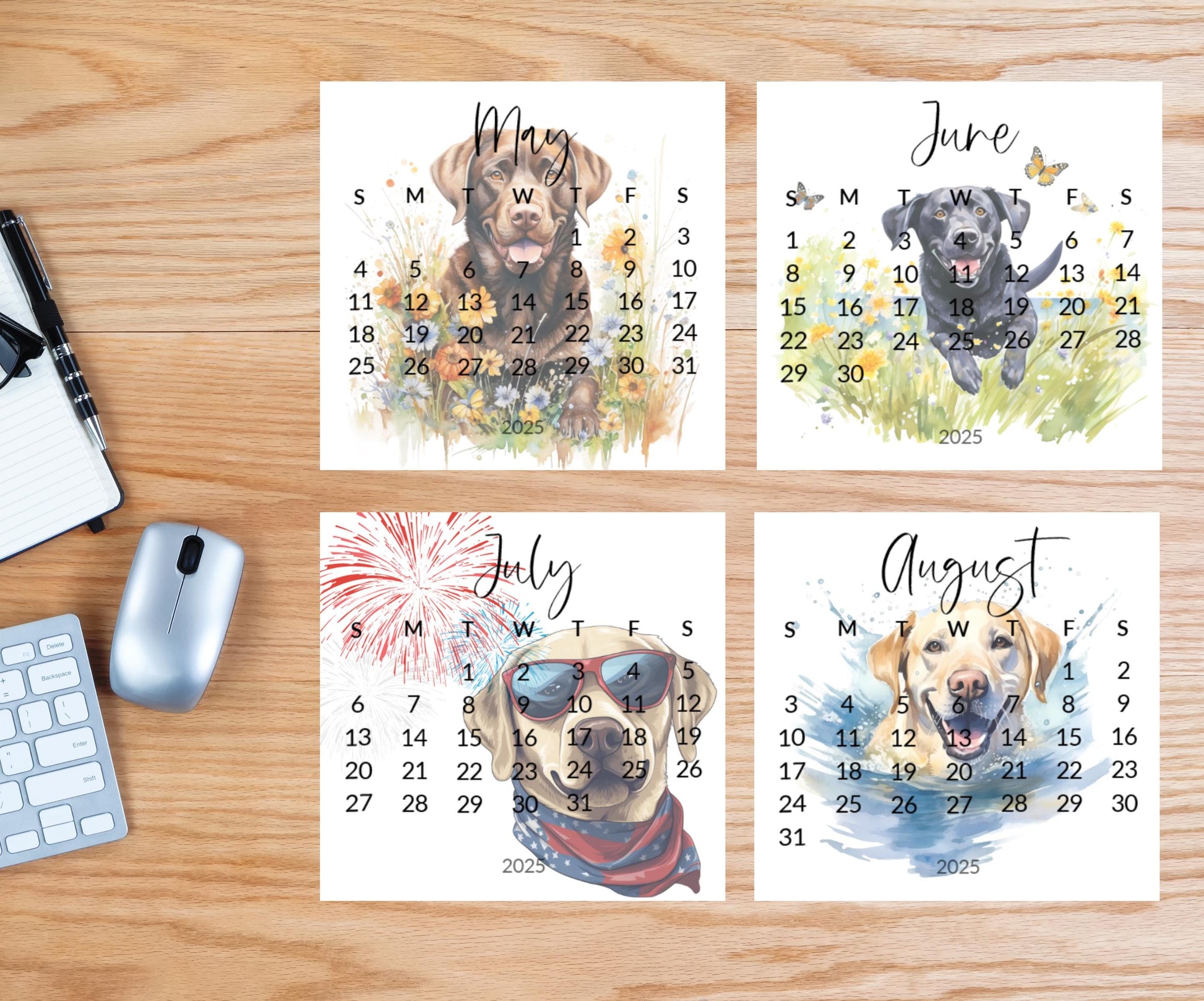 2026 Labrador Retriever small desk mini calendar - Standing desk dog calendar for desktop/tabletop - Birthday gift for the Lab mom or dad - The Pawprint Paperie