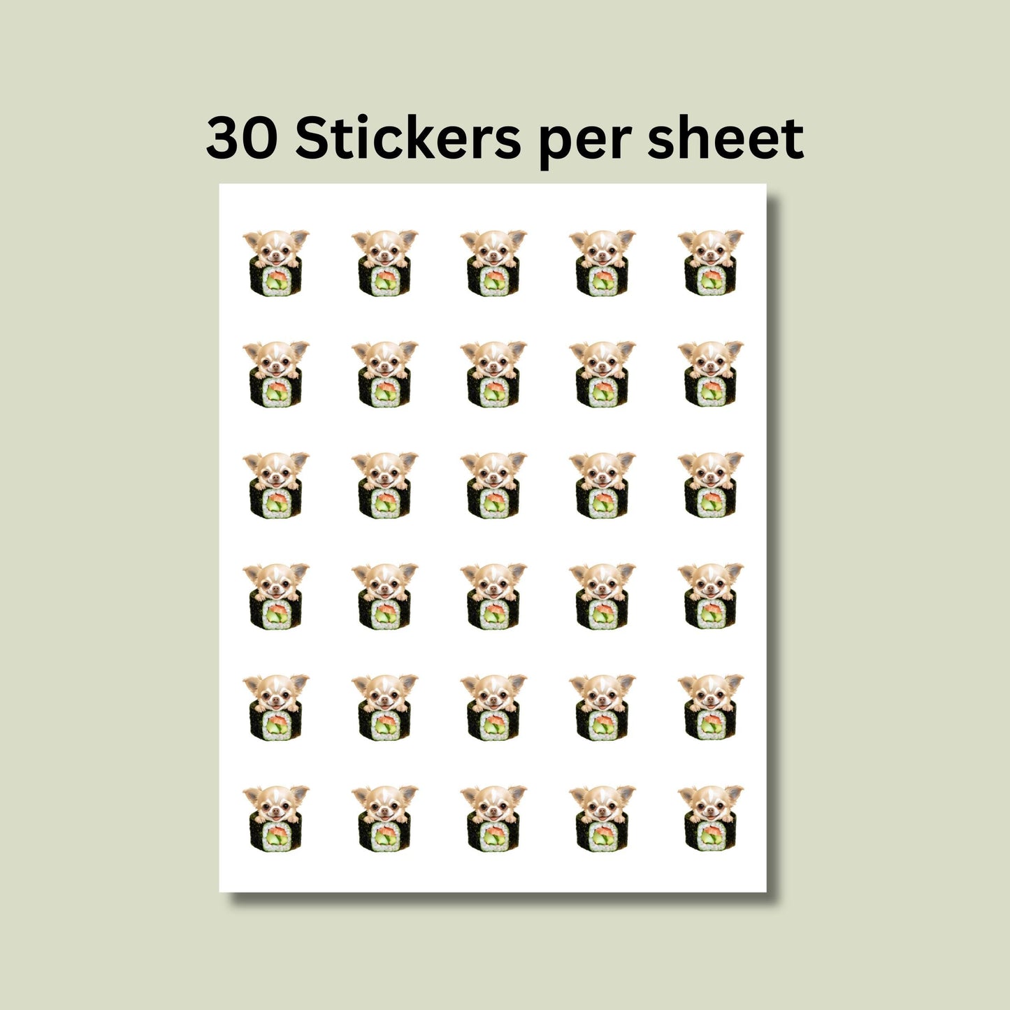 Chihuahua Return Address Label & Envelope Seal Sticker Set, Funny Personalized Chihuahua mom gift, Sushi Lover Dog Labels, FREE Stickers - The Pawprint Paperie