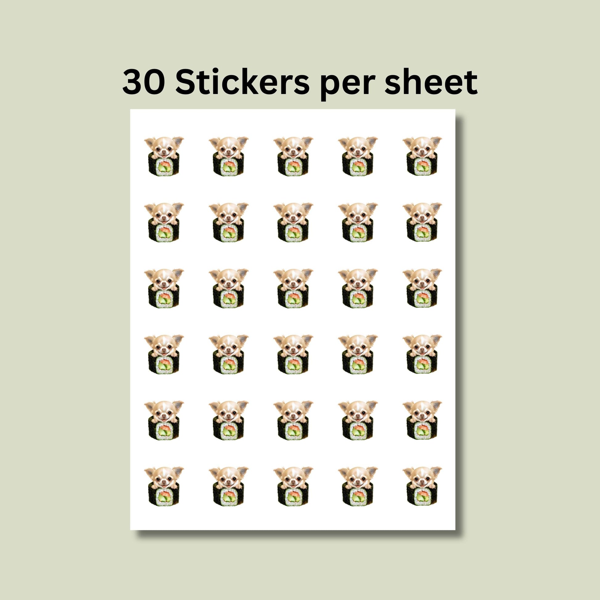 Chihuahua Return Address Label & Envelope Seal Sticker Set, Funny Personalized Chihuahua mom gift, Sushi Lover Dog Labels, FREE Stickers - The Pawprint Paperie