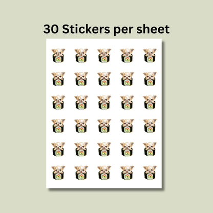 Chihuahua Return Address Label & Envelope Seal Sticker Set, Funny Personalized Chihuahua mom gift, Sushi Lover Dog Labels, FREE Stickers - The Pawprint Paperie