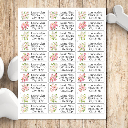 Cherry Blossom Return Address Labels, FREE Envelope Seal Stickers, Custom Pink Labels, Floral Happy Mail sheet, Snail Mail Gift, Pen Pal - The Pawprint Paperie