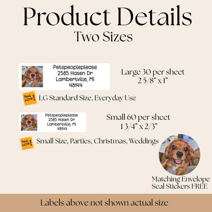 Pet Photo Address Labels, FREE Personalized Dog Sticker Sheet Set, Kids Custom Summer Camp Name, Unique dog mom gift, Happy Return Mail - The Pawprint Paperie